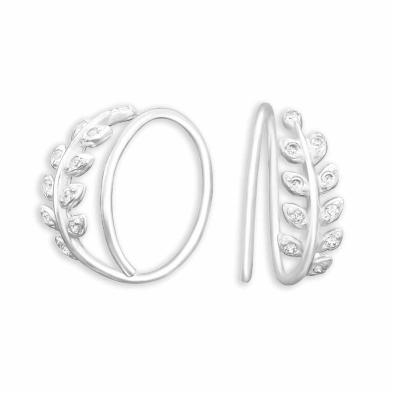 Zauberhafte Blatt Ohrh?nger aus 925 Sterling Silber mit glitzerndem Zirkonia IN UNSEREM Hundeshop günstig kaufen