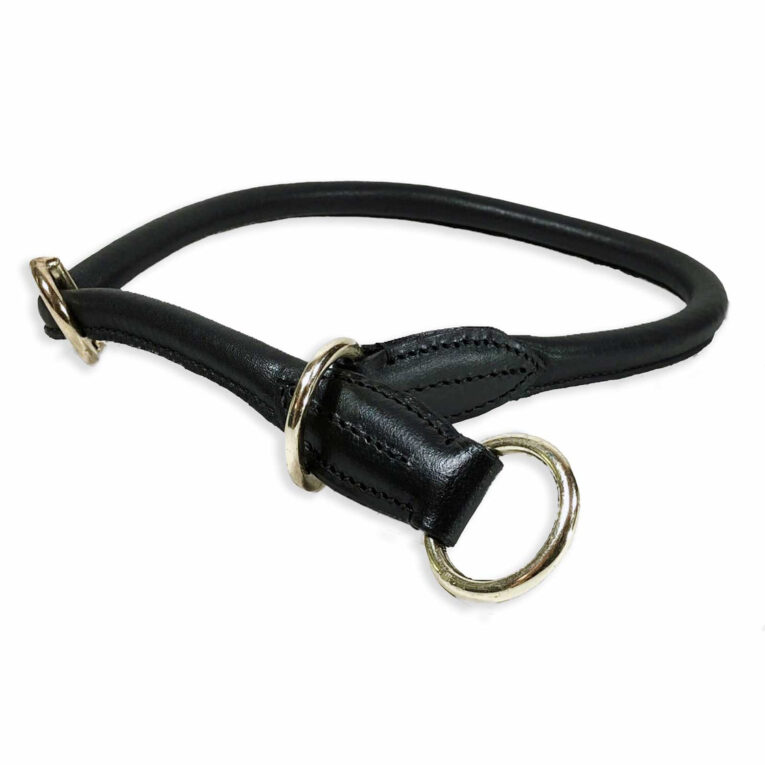 Zugstopp Halsband aus Nappa-Leder schwarz rundgen?ht L-M IN UNSEREM Hundeshop günstig kaufen