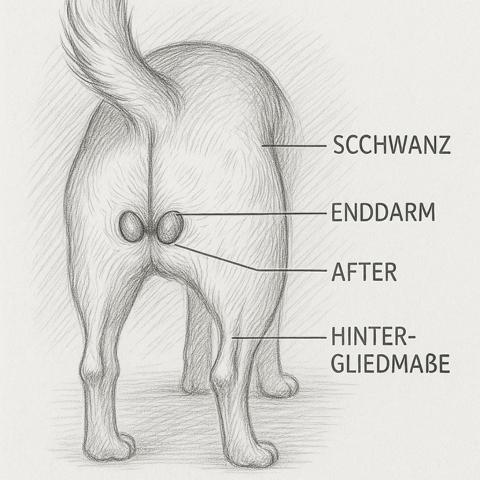 Darstellung an welcher Stelle die Analdrüse sitzt
