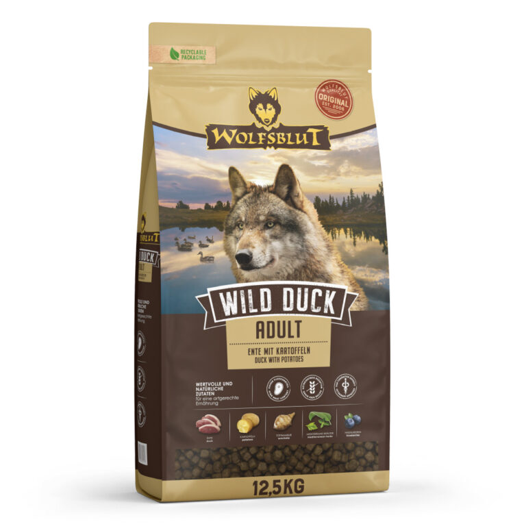 WILD DUCK ADULT Ente mit Kartoffeln Alleinfuttermittel für ausgewachsene Hunde In den Rocky Mountains Nordamerikas