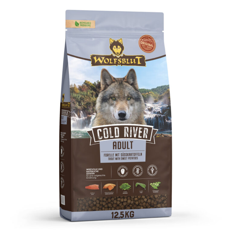 COLD RIVER ADULT Forelle mit Süßkartoffeln Alleinfuttermittel für ausgewachsene Hunde In den Rocky Mountains Nordamerikas