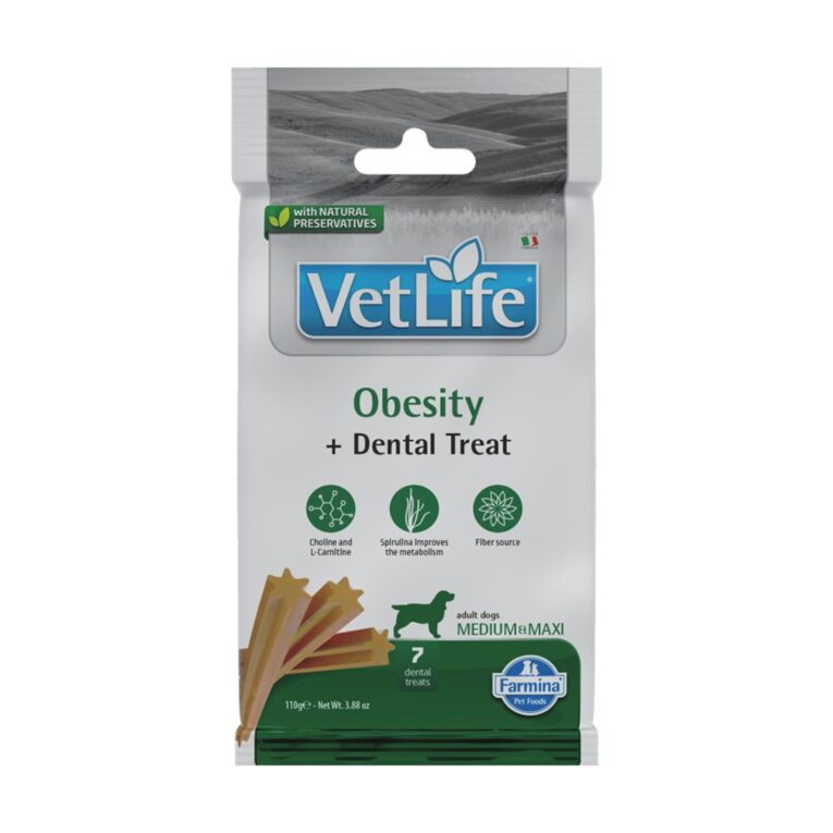 Farmina Vet Life Dental Treat Obesity unterstützt die Zahnpflege und hilft bei der Gewichtsreduktion deines Hundes.