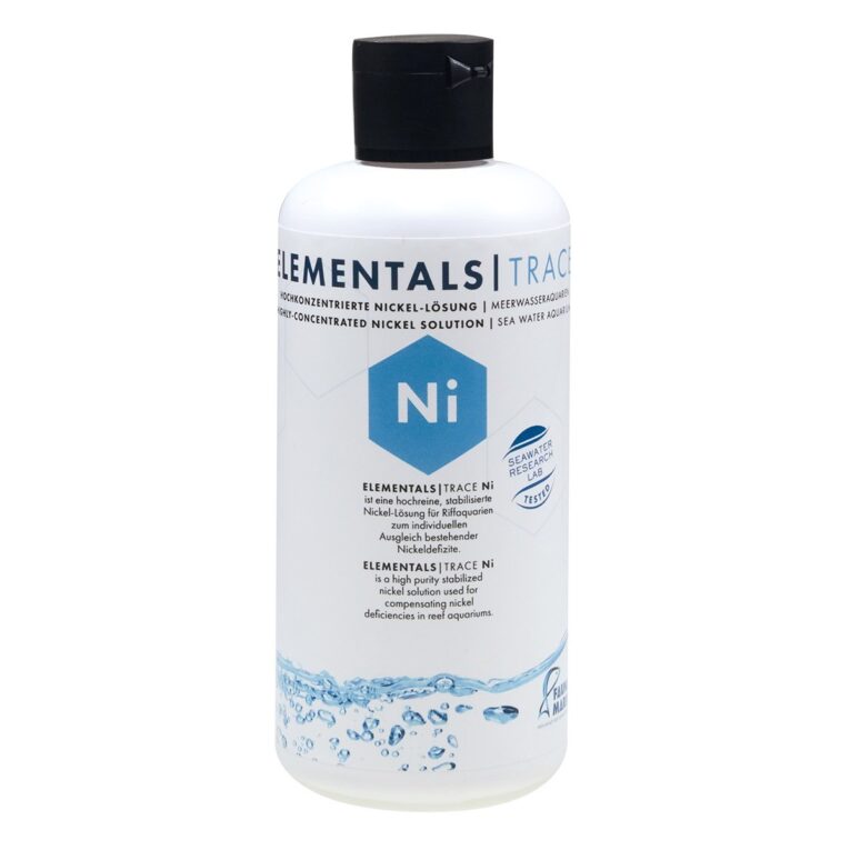 Fauna Marin ELEMENTALS TRACE Ni weist eine hochkonzentrierte Nickellösung für Meerwasseraquarien zum individuellen Ausgleich bestehender Nickeldefizite.