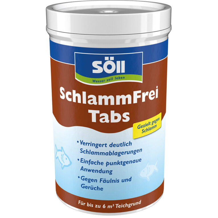 Die Söll SchlammFrei Tabs reduzieren effektiv und gezielt die organische Schlammschicht und neutralisiert sofort faulige Gerüche.