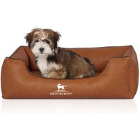Knuffelwuff Hundebett Henderson aus marmoriertem Kunstleder terracotta M-L