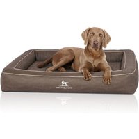 Knuffelwuff Orthopädisches Hundebett aus Laser gestepptem Kunstleder Montego braun/ grau XXL
