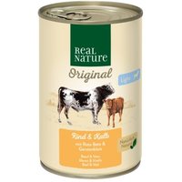 REAL NATURE Original Light Nassfutter für Hunde Rind und Kalb 24x400 g