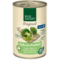 REAL NATURE Original Superfood Nassfutter für Hunde Adult Kalb mit Brokkoli 24x400 g