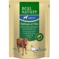 REAL NATURE Adult Pouches Kalbsherzen und Huhn 24x300 g