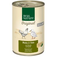 REAL NATURE Original Nassfutter für Hunde Senior Huhn und Ente 24x400 g