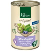 REAL NATURE Original Superfood Nassfutter für Hunde Adult Ente mit Spinat 24x400 g