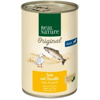 REAL NATURE Original Nassfutter für Hunde Adult Ente mit Forelle 24x400 g