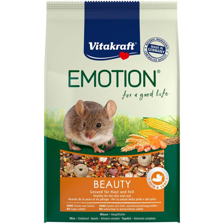 Das Vitakraft Emotion Beauty Selection Mäuse ist eine ausgewogene Hauptfuttermischung. Reichhaltig an proteinreichen Shrimps und Vitaminen.