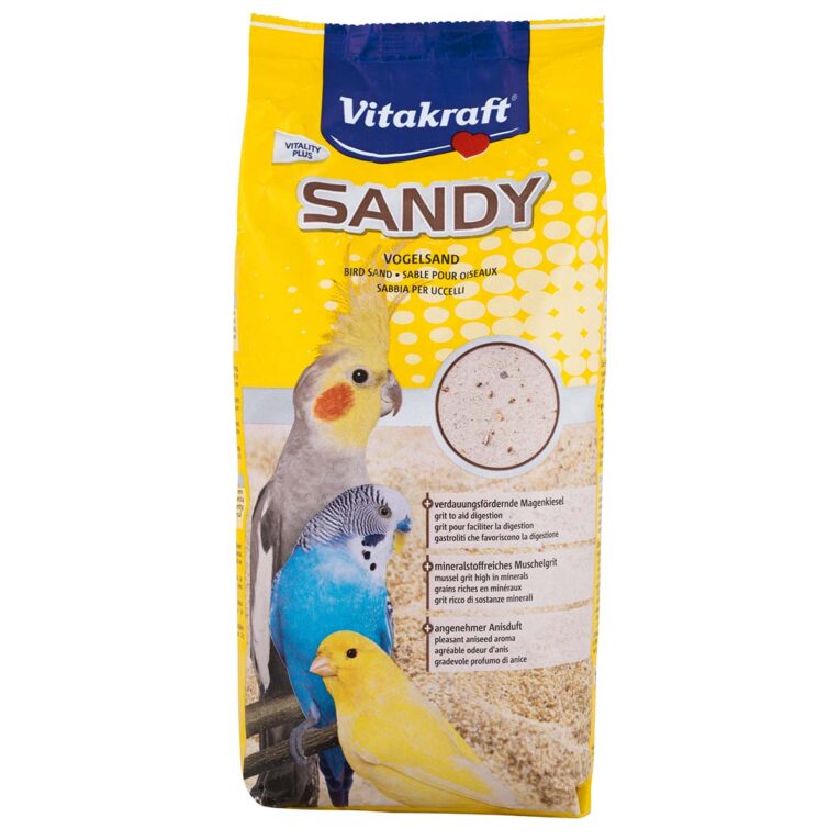 Naturreiner Vogelsand aus dem Sandabbau für hochwertiges Muranoglas in Frankreich. Mit Muschelkalk und Magenkieseln. Unterstützt eine gesunde Verdauung.