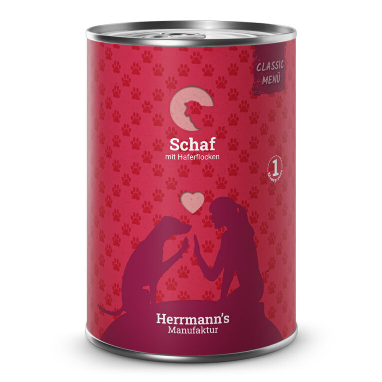 Herrmann's Classic Schaf mit Haferflocken Ergänzungsfuttermittel für ausgewachsene Hunde Was ist drin? 50 % Schaf aus artgerechter Haltung