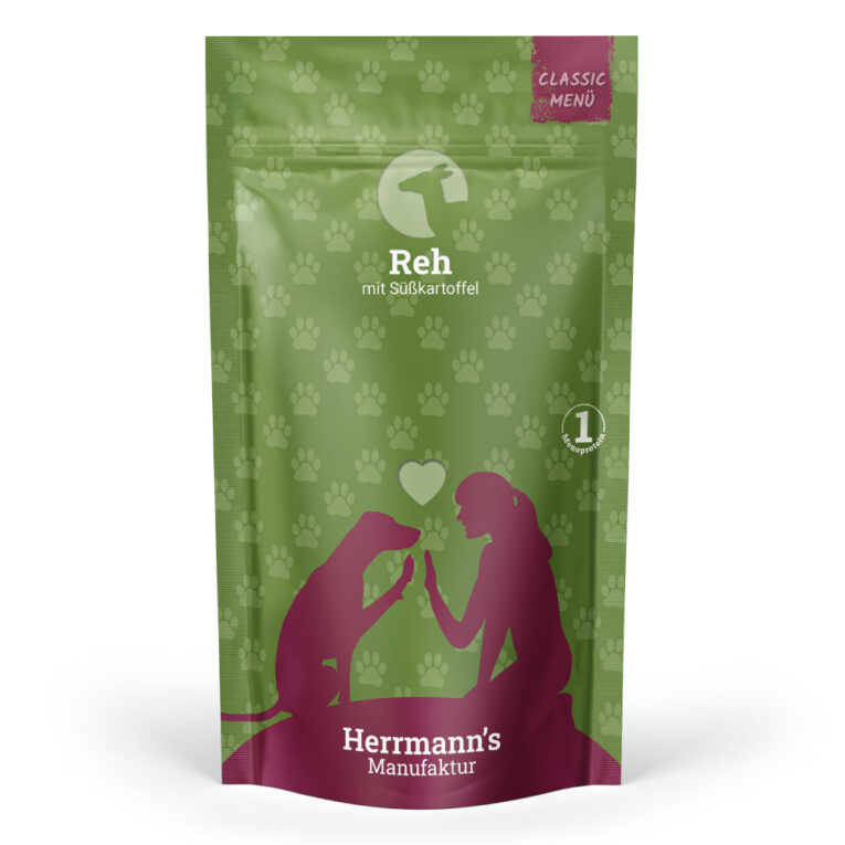 Herrmann's Classic Reh mit Süßkartoffel Ergänzungsfuttermittel für ausgewachsene Hunde Was ist drin? 50 % Reh