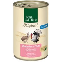 REAL NATURE Nassfutter Hund, Junior, Kaninchen und Pute 24x400 g