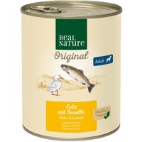 REAL NATURE Nassfutter Hund, Adult, Ente mit Forelle 6x800 g
