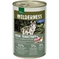 REAL NATURE WILDERNESS Nassfutter Hund, Adult, Wide Territory, Feldhase mit Wildente und Forelle 12x400 g