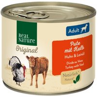 REAL NATURE Nassfutter Hund, Adult, Pute mit Kalb 24x200 g