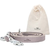 Freudentier Hundeleine aus zertifiziertem Leder 2m, verstellbar braun/ grau 2 cm