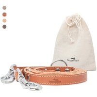 Freudentier Hundeleine aus zertifiziertem Leder 2m, verstellbar cognac 2,5 cm