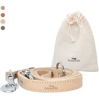Freudentier Hundeleine aus zertifiziertem Leder 2m, verstellbar sand 2,5 cm
