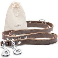 Freudentier Hundeleine aus zertifiziertem Leder 2m, verstellbar dunkelbraun 1,6 cm