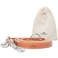 Freudentier Hundeleine aus zertifiziertem Leder 2m, verstellbar cognac 1,6 cm
