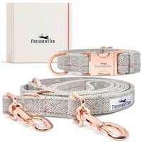 Freudentier Hundehalsband & Hundeleine im Set - 2m Führleine, 3-fach verstellbar - Classic Kollektion S-M