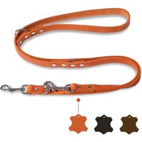 Freudentier Hundeleine aus zertifiziertem Leder 2m, verstellbare Führleine, Alsterufer Kollektion orange 1,6 cm