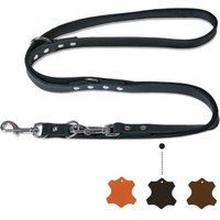 Freudentier Hundeleine aus zertifiziertem Leder 2m, verstellbare Führleine, Alsterufer Kollektion schwarz 1,6 cm