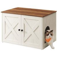 FEANDREA M Katzenklo Schrank Honigbraun-Vintageweiß