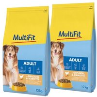 MultiFit Trockenfutter Hund Adult, mit Geflügel & Karotte 2x12 kg