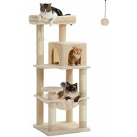 Pawz Road 116 cm Kratzbaum für 2-3 Katzen mit Hängematte beige