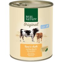 REAL NATURE Light Nassfutter Hund, Adult, Rind und Kalb 6x800 g