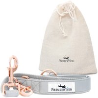 Freudentier Hundeleine aus veganem Leder, 3-fach verstellbar grau 2,5 cm