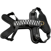 Hey Lana Premium Geschirr Gepolstert mit Reflektoren und Haltegriff schwarz/ weiß XS