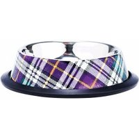 nobleza Karierter Anti-Rutsch Napf für Hunde & Katzen lila L