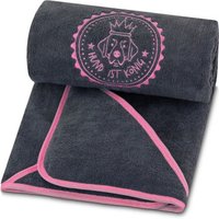 HUND IST KÖNIG ® Hundehandtuch extra saugfähig | Hunde Handtuch aus Mikrofaser mit 4 Eingriffen grau/ rosa