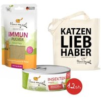 I love my cat Sparset für Katzen mit IBD - Nassfutter mit Insekten + Immun Pulver + Jutebeutel