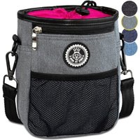 HUND IST KÖNIG ® Premium Leckerlibeutel für Hunde | Robuster Futterbeutel Hunde mit viel Stauraum grau