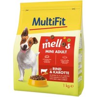 MultiFit Mellos Trockenfutter Hund Adult, Mini, Rind und Karotten 1 kg