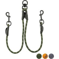 Floxik Tau Doppelleine für 2 Hunde - dehnbar und verhedderungsfrei grün M