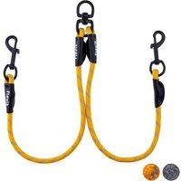 Floxik Tau Doppelleine für 2 Hunde - dehnbar und verhedderungsfrei orange M