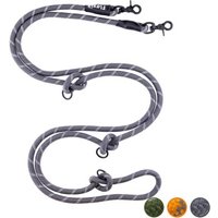 Floxik Premium Führleine Hund - Hundeleine 3m Verstellbar - Robuste Tauleine für kleine & mittelgroße Hunde grau L