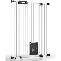 bomi Tierschutzgitter mit Katzenklappe Extrahoch 107 cm - Merle 73-143 cm in Weiß für Hunde & Katzen L