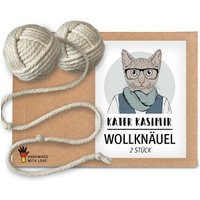 Kater Kasimir 2 Wollknäuel aus Baumwolle als Katzenspielzeug