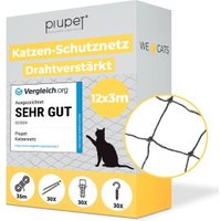 PIUPET Katzennetz drahtverstärkt schwarz 3 m, 12 m