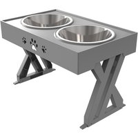 Petsation Hundenapf Erhöht, Futternapf Hund mit Halterung grau